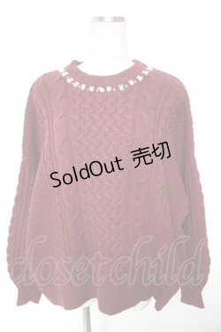 画像1: axes femme / かぎ編みニットトップス M ワイン Y-26-01-01-039-AX-TO-SZ-ZI