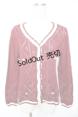 画像1: axes femme / バイカラーライン入りカーデ M ワイン Y-26-01-01-042-AX-TO-SZ-ZY