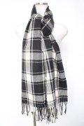 NieR Clothing / チェック柄 大判ストールマフラー  黒×アイボリー Y-26-01-01-006-PU-ZA-SZ-ZY