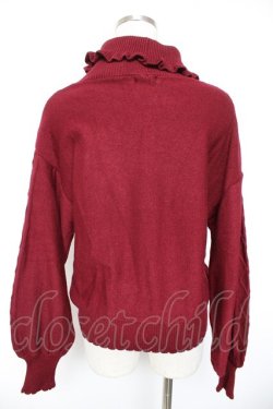 画像2: axes femme / ビジュー付きタートルニット  ワイン Y-26-01-01-043-AX-TO-SZ-ZY