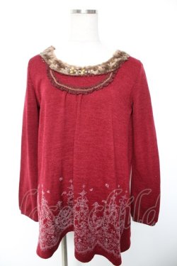 画像1: axes femme / 裾プリントチュニック M ワイン Y-26-01-01-045-AX-OP-SZ-ZY