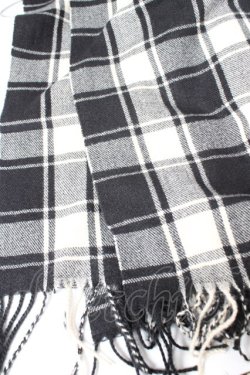 画像2: NieR Clothing / チェック柄 大判ストールマフラー  黒×アイボリー Y-26-01-01-006-PU-ZA-SZ-ZY