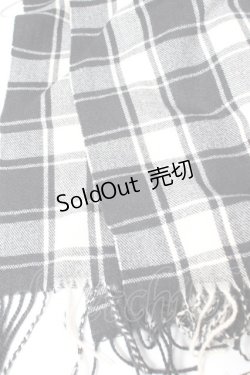 画像2: NieR CLOTHING / チェック柄 大判ストールマフラー  黒×アイボリー Y-26-01-01-006-PU-ZA-SZ-ZT0204L