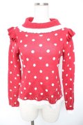 axes femme kawaii / ハートドットニットプル M アカ Y-26-01-01-047-AX-TO-SZ-ZY