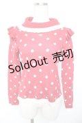 axes femme Kawaii / ハートドットニットプル M アカ Y-26-01-01-047-AX-TO-SZ-ZY