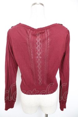 画像2: axes femme POETIQUE / ヒートカットリボン使いカーディガン  ワイン Y-26-01-01-048-AX-TO-SZ-ZY