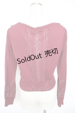 画像2: axes femme POETIQUE / ヒートカットリボン使いカーディガン  ワイン Y-26-01-01-048-AX-TO-SZ-ZY