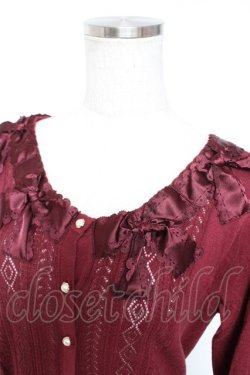 画像3: axes femme POETIQUE / ヒートカットリボン使いカーディガン  ワイン Y-26-01-01-048-AX-TO-SZ-ZY