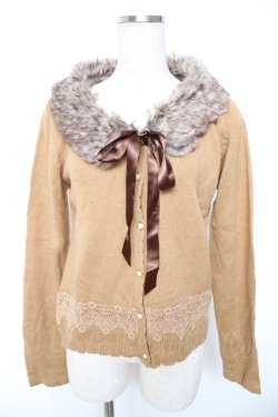 画像1: axes femme / ファーティペ付属レースカーディガン M キャメル Y-26-01-01-054-AX-TO-SZ-ZY