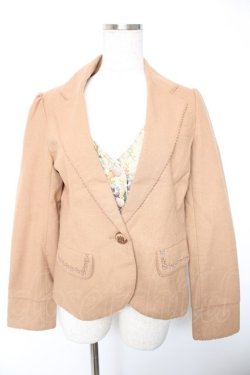 画像1: axes femme / ゴブランベストレイヤードジャケット  ベージュ Y-26-01-01-056-AX-JA-SZ-ZY