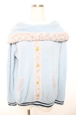 画像1: axes femme / カーデ風ショールデザインプルオーバー M サックス Y-26-01-01-057-AX-TO-SZ-ZY