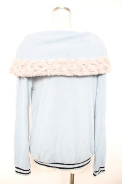 画像2: axes femme / カーデ風ショールデザインプルオーバー M サックス Y-26-01-01-057-AX-TO-SZ-ZY