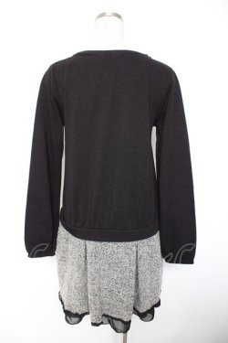 画像2: axes femme / ツイードドッキングワンピース M 黒 Y-26-01-01-059-AX-OP-SZ-ZY