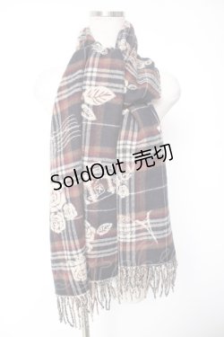 画像1: axes femme / チェック薔薇柄ストール  紺 Y-26-01-01-008-AX-ZA-SZ-ZY