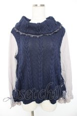 画像1: axes femme / サイド編み上げニットトップス M 紺 Y-26-01-01-063-AX-TO-SZ-ZI (1)