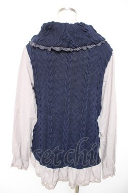 画像2: axes femme / サイド編み上げニットトップス M 紺 Y-26-01-01-063-AX-TO-SZ-ZY