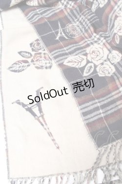 画像2: axes femme / チェック薔薇柄ストール  紺 Y-26-01-01-008-AX-ZA-SZ-ZY