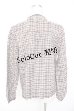 画像2: axes femme POETIQUE / レース襟チェックレトロブラウス  茶 Y-26-01-01-065-AX-BL-SZ-ZI