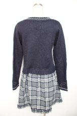 画像2: axes femme POETIQUE / ワッペン付きニットドッキングワンピース M 紺 Y-26-01-01-066-AX-OP-SZ-ZT057 (2)