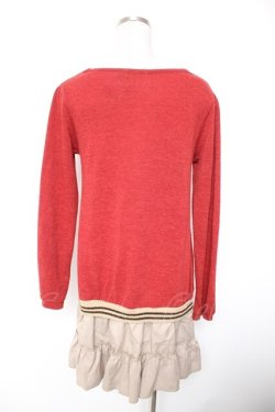 画像2: axes femme / アーガイル柄カーデ風ワピース M エンジ Y-26-01-01-067-AX-OP-SZ-ZY