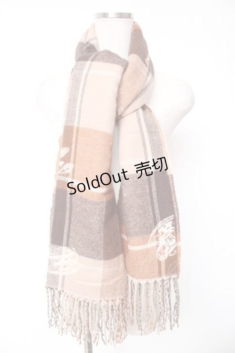画像1: axes femme / ティータイム柄JQストール 65×180+10×2cm 茶 Y-26-01-01-009-AX-ZA-SZ-ZT578 (1)