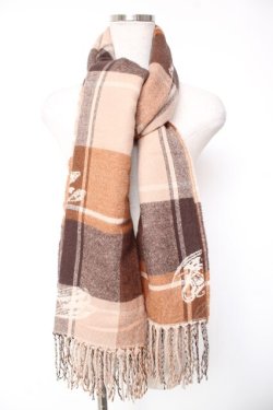 画像1: axes femme / ティータイム柄JQストール 65×180+10×2cm 茶 Y-26-01-01-009-AX-ZA-SZ-ZY