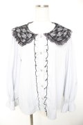 NOEMIE / レースフリル襟ブラウス M サックス Y-26-01-01-070-LO-BL-SZ-ZY