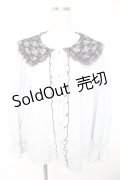 NOEMIE / レースフリル襟ブラウス M サックス Y-26-01-01-070-LO-BL-SZ-ZY