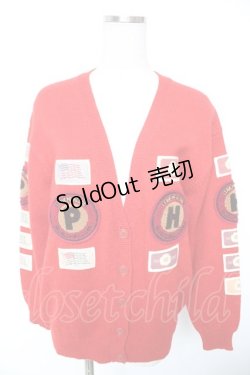 画像1: PINK HOUSE / ロゴワッペンカーディガン  赤 Y-26-01-01-072-LO-TO-SZ-ZY