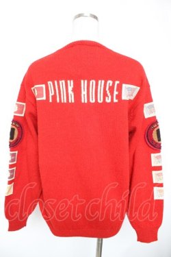 画像2: PINK HOUSE / ロゴワッペンカーディガン  赤 Y-26-01-01-072-LO-TO-SZ-ZY