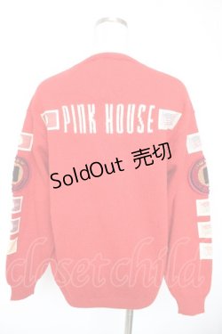 画像2: PINK HOUSE / ロゴワッペンカーディガン  赤 Y-26-01-01-072-LO-TO-SZ-ZY
