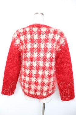 画像2: PINK HOUSE / チェック柄フェザーカーディガン  赤 Y-26-01-01-073-LO-TO-SZ-ZY