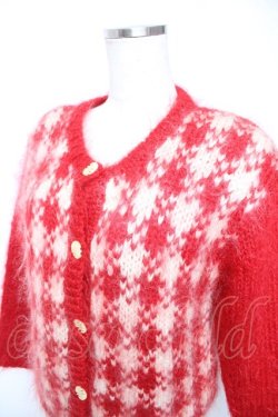 画像3: PINK HOUSE / チェック柄フェザーカーディガン  赤 Y-26-01-01-073-LO-TO-SZ-ZY