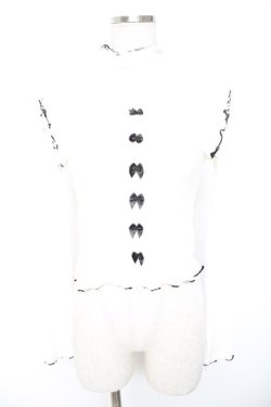 画像1: Swankiss / リボン付リブニットソー F 白 Y-26-01-01-080-CA-TO-SZ-ZY