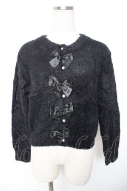 画像1: m petit by misako / リボンニットカーディガン  黒 Y-26-01-01-082-LO-TO-SZ-ZY
