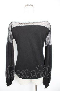 画像2: Princess Melody / ファー襟チュール切替トップス  黒 Y-26-01-01-084-EL-TO-SZ-ZY