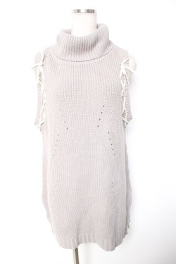 画像1: axes femme / 肩レースアップロングプルオーバー M グレー Y-26-01-01-089-AX-TO-SZ-ZY