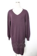 axes femme / Vネックロングニットワンピ M パープル Y-26-01-01-090-AX-OP-SZ-ZY