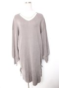 axes femme / Vネックロングニットワンピ M カーキ Y-26-01-01-091-AX-OP-SZ-ZY