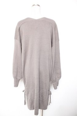 画像2: axes femme / Vネックロングニットワンピ M カーキ Y-26-01-01-091-AX-OP-SZ-ZY