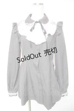 画像1: Secret Honey / レースヨークラッフルタイ長袖セットアップ 2 グレー Y-26-01-01-097-CA-OP-SZ-ZI