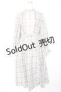 axes femme / プリーツ切替チェック柄ワンピース  生成り Y-26-01-01-099-AX-OP-SZ-ZS