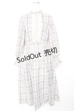 画像1: axes femme / プリーツ切替チェック柄ワンピース  生成り Y-26-01-01-099-AX-OP-SZ-ZS