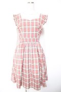 axes femme POETIQUE / チェック×カットソー切替ワンピース M ピンク Y-26-01-01-100-AX-OP-SZ-ZY