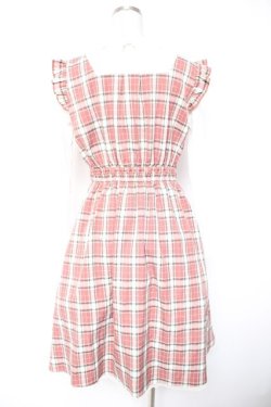 画像2: axes femme POETIQUE / チェック×カットソー切替ワンピース M ピンク Y-26-01-01-100-AX-OP-SZ-ZY