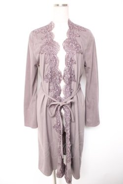 画像1: axes femme / スカラップ刺繍ロングカーディガン M ラベンダー Y-26-01-01-102-AX-TO-SZ-ZY