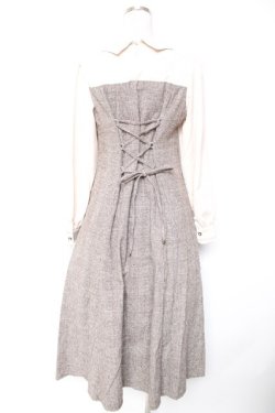 画像2: axes femme / チェック柄ビスチェ切替ワンピース  ベージュ Y-26-01-01-106-AX-OP-SZ-ZY