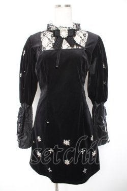 画像1: Swankiss / TS velour bijou puff O/P F ブラック Y-26-01-01-116-CA-OP-SZ-ZY