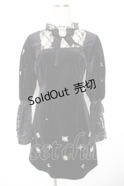 画像1: Swankiss / TS velour bijou puff O/P F ブラック Y-26-01-01-116-CA-OP-SZ-ZY