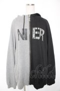 NieR Clothing / 防寒裏起毛TWO-TONE ZIP PARKA【FACE LOGO】 F グレー×黒 Y-26-01-01-127-PU-JA-SZ-ZY